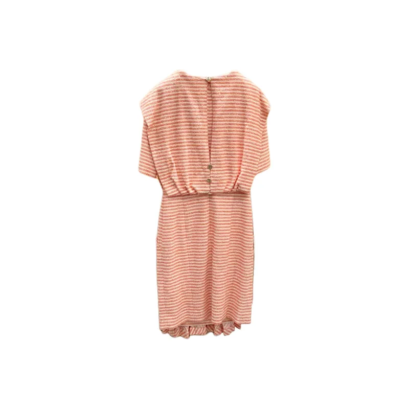 CHANEL Short Sleeved Dresses Women's Pink White-1