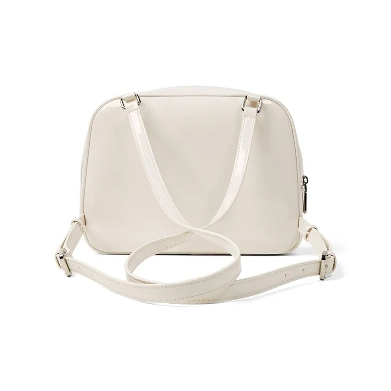 Teenmix Cow Leather With Synthetic Leather Backpack Regular Women's Black/White-11