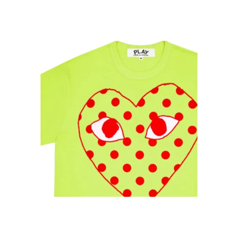 Comme Des Garcons Play Pastelle Polka Dot Red Heart T shirt-1