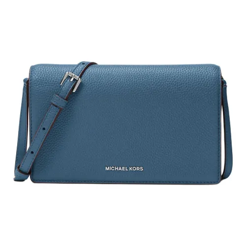 MICHAEL KORS Jet Set Litchi Grain Leather Shoulder Bag Medium Size Women's Dark Blue