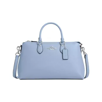 COACH Georgia Refined Pebble Pattern Leather One Shoulder Handbag Large Size Women's Silver & Bluebell