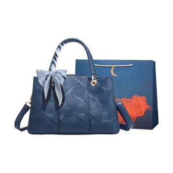 Elsvet Artificial Leather Handbag Women's Dark Blue/Red/Black