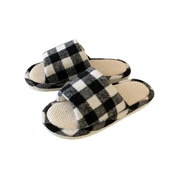 SHIGUDE Linen Slippers Women's Black