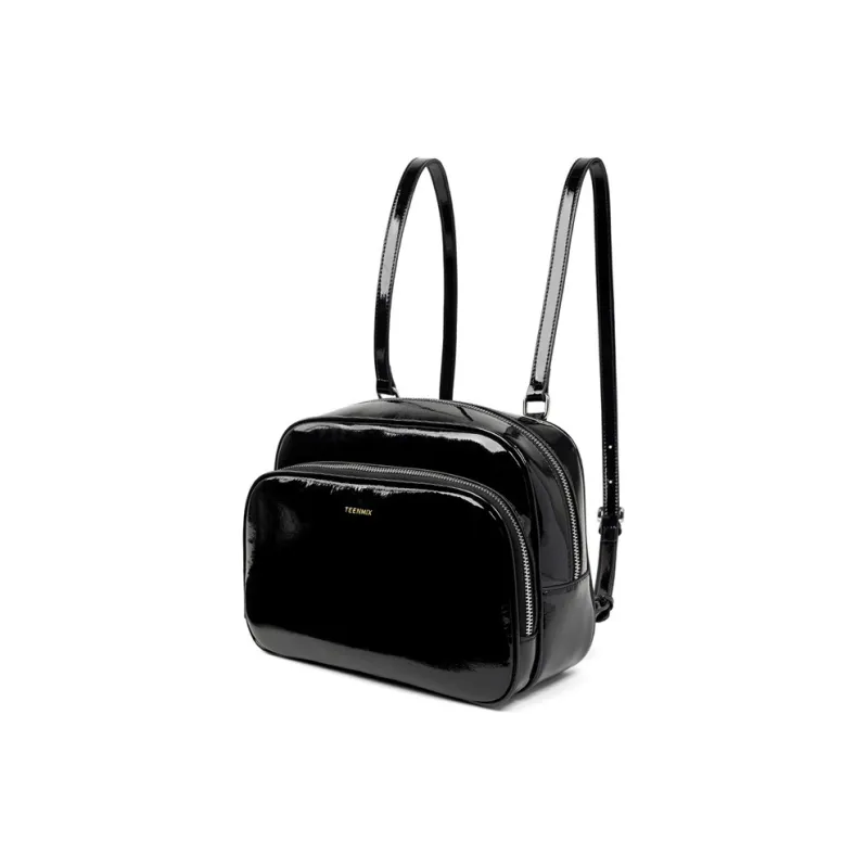 Teenmix Cow Leather With Synthetic Leather Backpack Regular Women's Black/White-2