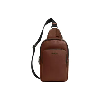COACH ETHAN Litchi Grain Leather Sling Bag Regular Men's Saddle Brown