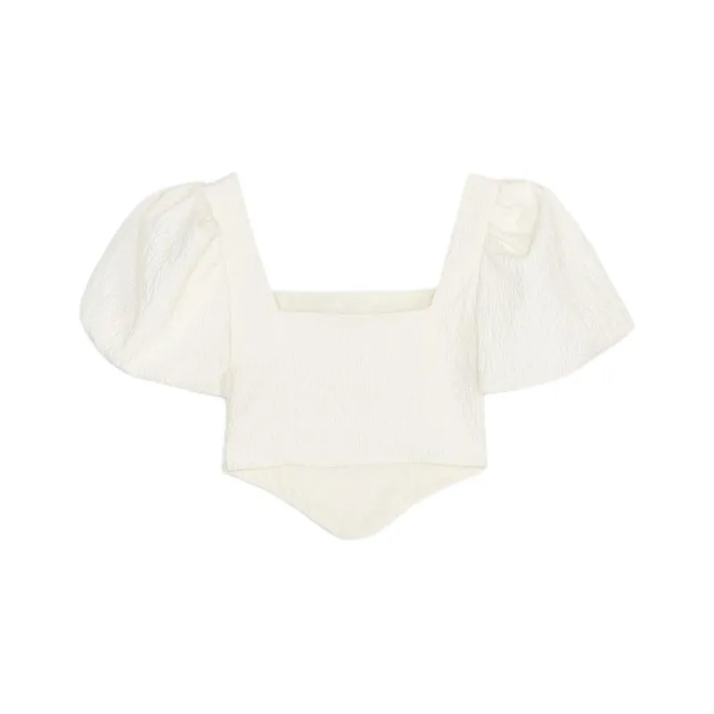 ZARA Crop Tops Women's Raw White-1