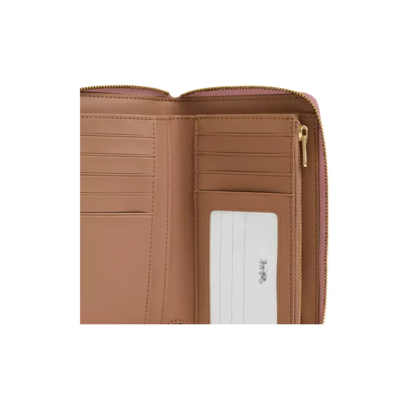COACH Coated Canvas Wallet Trumpets Women's Tan & Pink-3