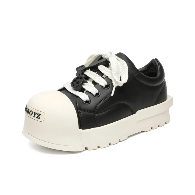 MUPPLE Low Top Casual Shoes Unisex Black White-1
