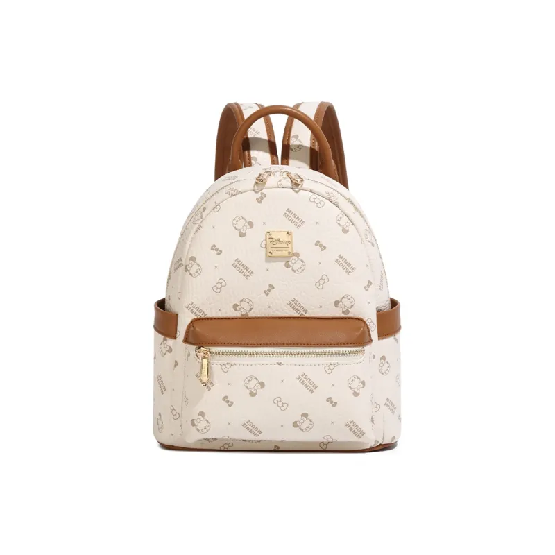 Disney Minnie Series PVC Polyvinyl Chloride University Student Small Backpack Women's Pink/Ecru-7