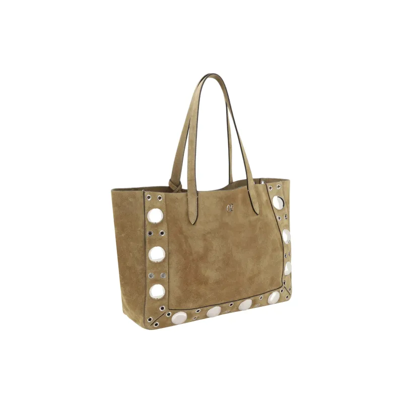 Valentino Suede Tote Bag, Shopping Bag, Shoulder Bag Women's Beige-1