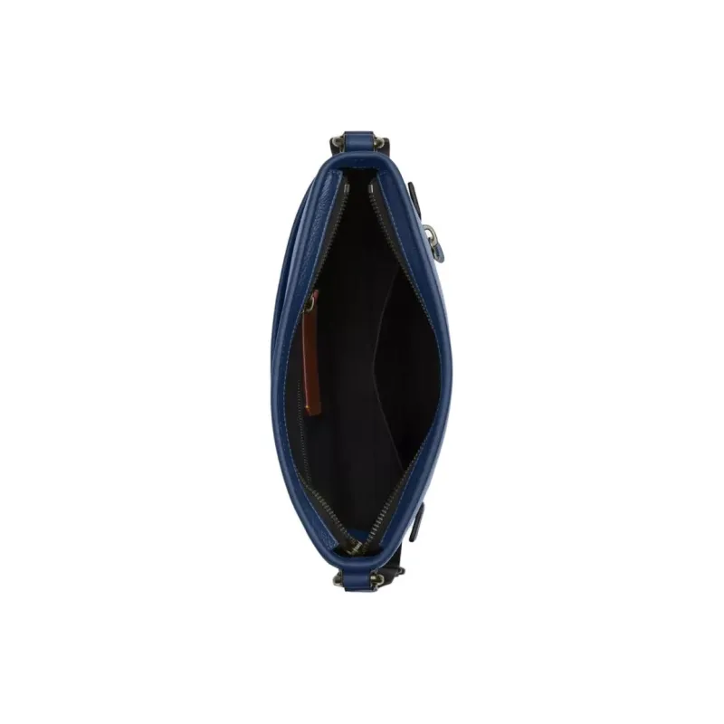 COACH Litchi Grain Leather With Smooth Calfskin Shoulder Bag, Crossbody Bag Medium Size Men's Dark Blue-2