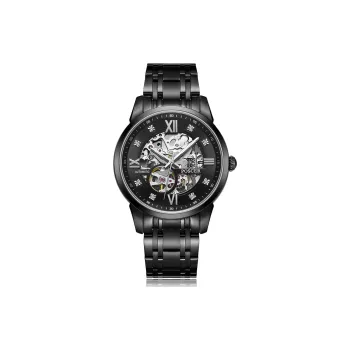 POSCER Automatic Mechanical Movement Stainless Steel Watchband Watch Men's Watches Black Dial