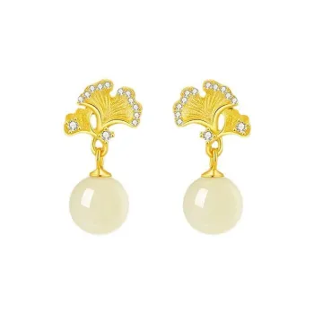 Qing Yi Hetian Jade Earrings White Jade Women's
