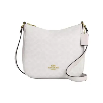 COACH Ellie Coated Canvas Shoulder Bag Large Size Women's White
