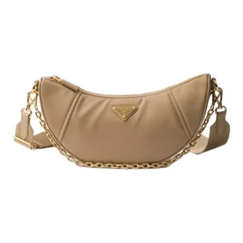 PRADA Re Nylon Recycled Nylon Crescent Bag Shoulder Bag Women's Camel Brown