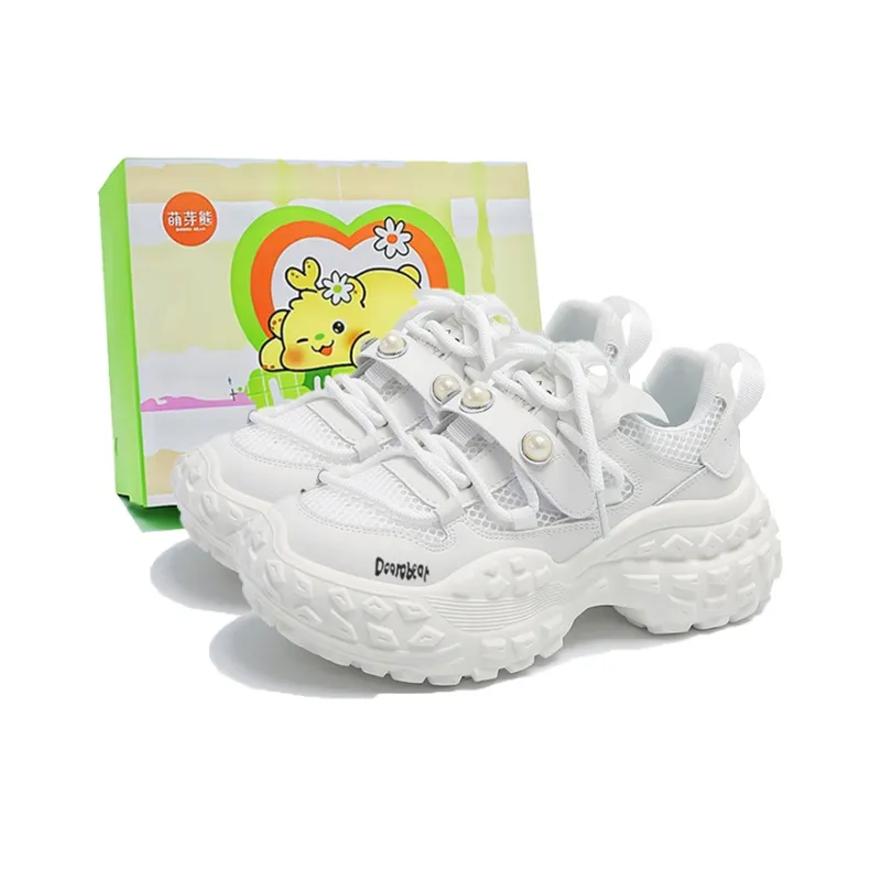 Budding Bear Slip Resistant, Abrasion Resistant, Breathable, Height Increasing Low Top Chunky Sneakers Women's-10