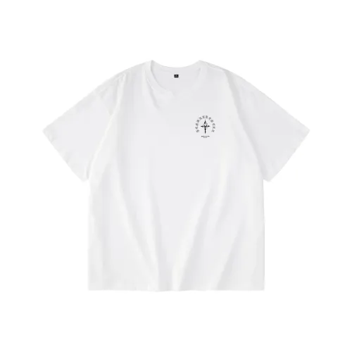 UNIWOLF Drop Shoulder Sleeve T-Shirt Unisex White