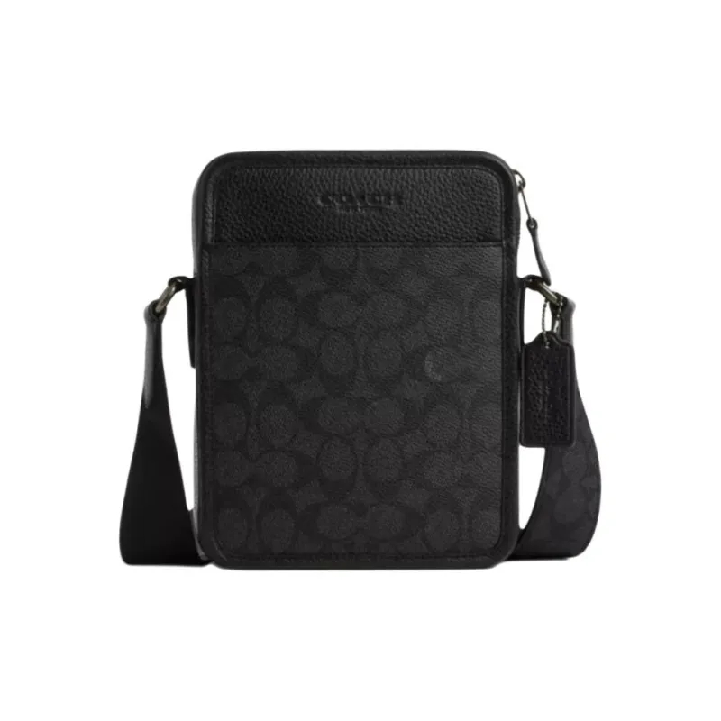 COACH Sullivan Coated Canvas Shoulder Bag, Crossbody Bag Trumpets Men's Black-0
