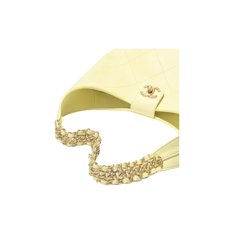 CHANEL Lambskin Crescent Bag Shoulder Bag Women's Light Yellow-2