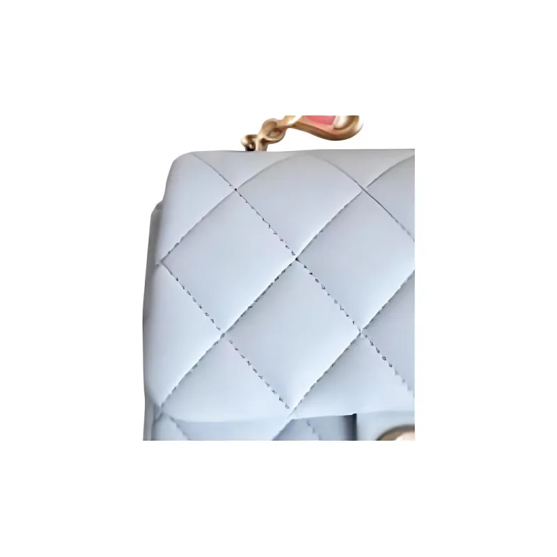 CHANEL Lambskin Flap Bag With Zip Closure Shoulder Bag Crossbody Bag Mini Women's Light Gray Blue-2