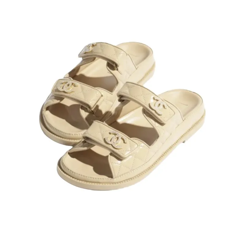CHANEL Slide Slippers Women's Beige-2