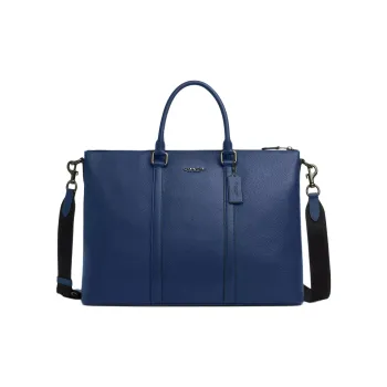 COACH Litchi Grain Leather Tote Bag, Shopping Bag, Shoulder Bag, Handbag Tubas Men's Dark Blue