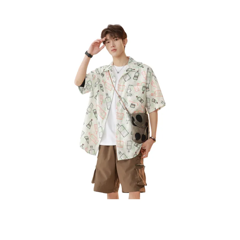 Fashion Versatile Shirt Unisex Madeira Green Color Scheme-2