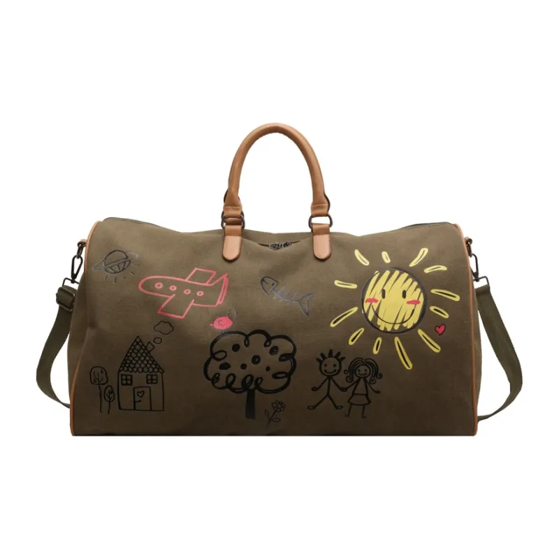 BUBM Canvas Travel Bag Unisex Black/Green/Coffee-5