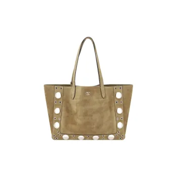 Valentino Suede Tote Bag, Shopping Bag, Shoulder Bag Women's Beige