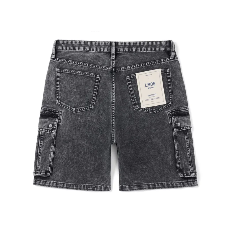 SIMWOOD Denim Shorts Men's Washable Snowflake Black-1