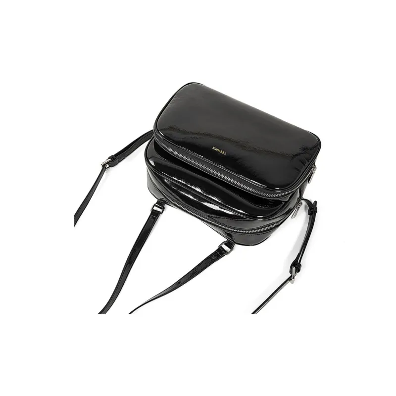 Teenmix Cow Leather With Synthetic Leather Backpack Regular Women's Black/White-3