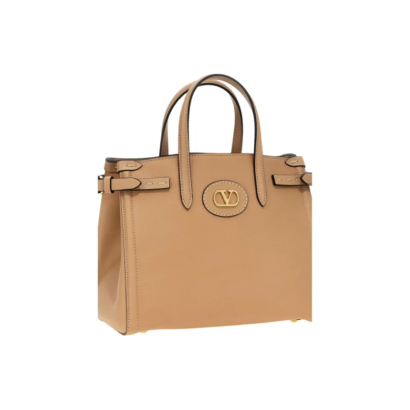 Valentino Calfskin Tote Bag, Shopping Bag, Handbag Small Size Women's Light Umber-1