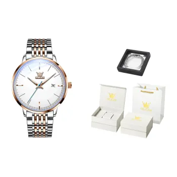OLEVS Minimalist Series Automatic Mechanical Movement Stainless Steel Watchband Watch Men's Watches White Dial