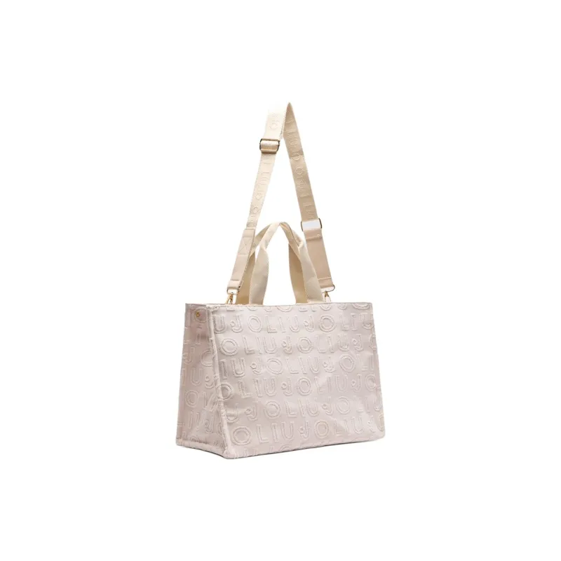 LIU·JO Cotton Tote Bag, Shopping Bag, Shoulder Bag, Handbag Women's Champagne-2