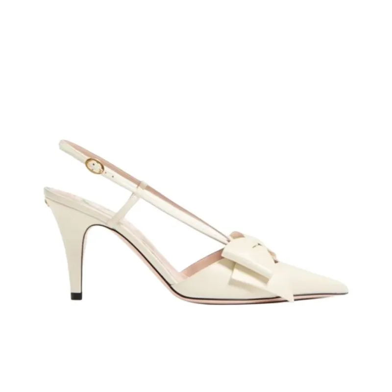 Valentino Bowow Slim Heel High Heels 8.5cm Women's Ivory White-1