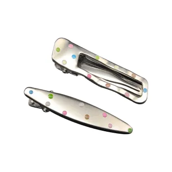 JINGLINGLONG Silver Metal Side Clip Forehead Claw Clip For Stray Hair Slide Side Bangs Clip Oval Polka Dot Design