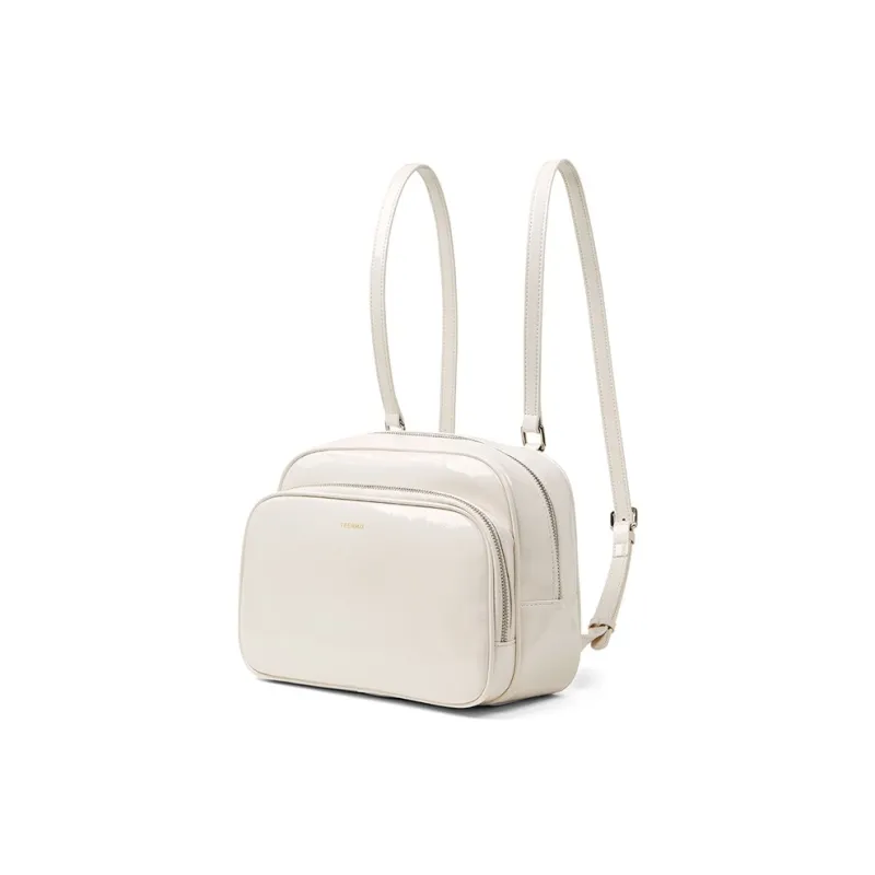 Teenmix Cow Leather With Synthetic Leather Backpack Regular Women's Black/White-9