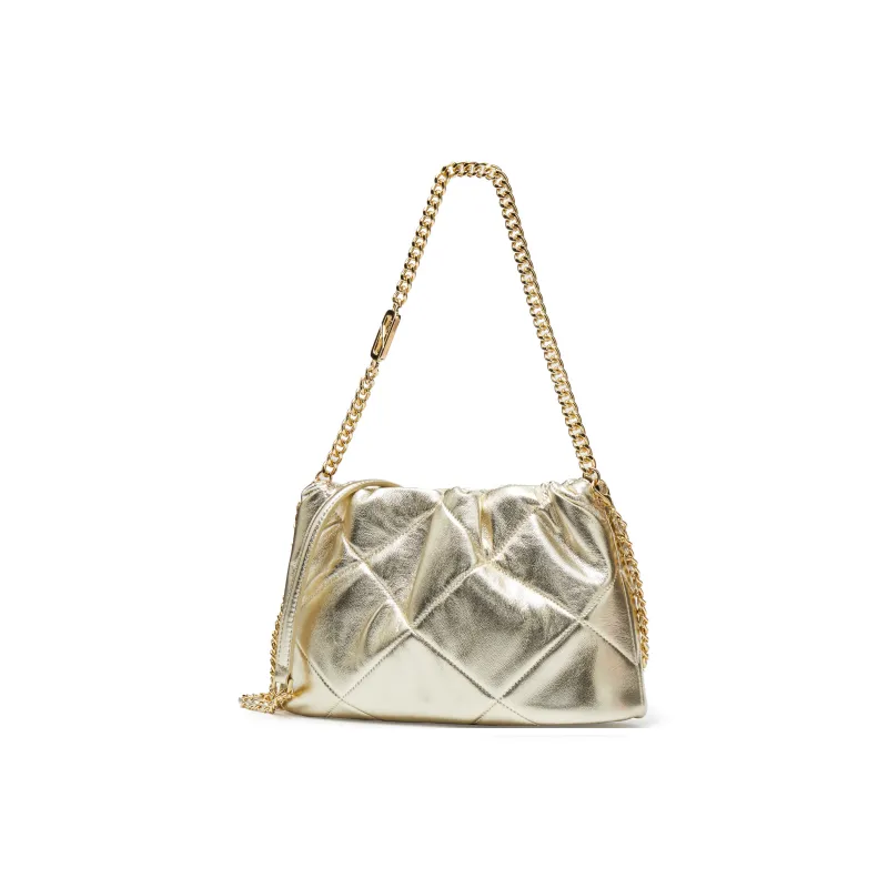 Staccato Sheepskin Shoulder Bag Medium Size Women's Metallic Silver/Elegant Gold-5