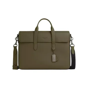 COACH Sullivan Litchi Grain Leather One Shoulder Handbag Tubas Men's Olive Umber
