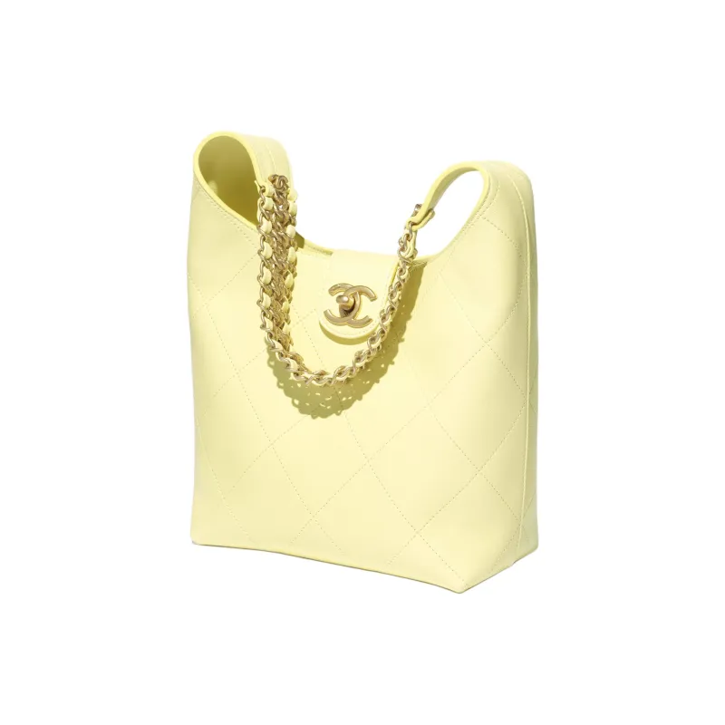 CHANEL Lambskin Crescent Bag Shoulder Bag Women's Light Yellow-1