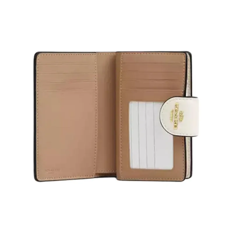 COACH Corner ZipSignature Coated Canvas Wallet Medium Size Women's White-1