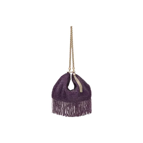 Jimmy Choo Satin Handbag Shoulder Bag Women's Black Plum Sweet Wine Color/Light Gold