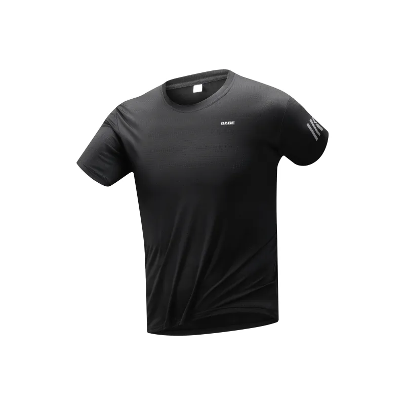 BAGE Versatile Solid Color Ice Silk Short Sleeved T Shirts Unisex-4
