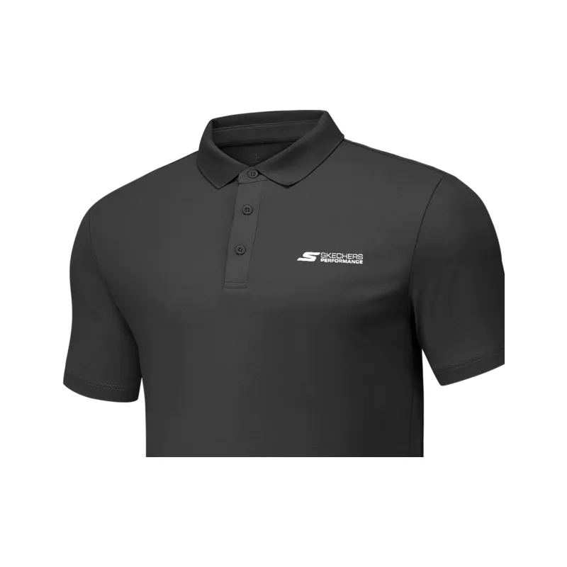 Skechers GODRI SS25 Polo Shirt Men's Carbon Black-1