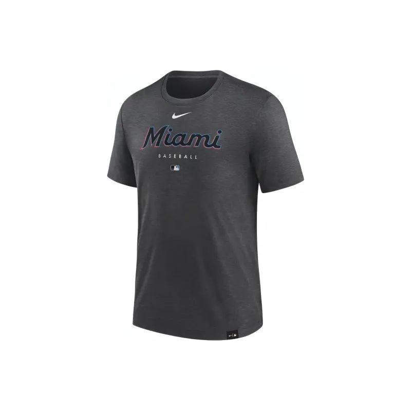 Nike x MLB T-Shirt Miami Marlins Men's Charcoal Stone Flower-0