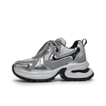 A Fairy Tale Of A Pair Of Shoes Cushioning Breathable Low Top Chunky Sneakers Unisex Silver