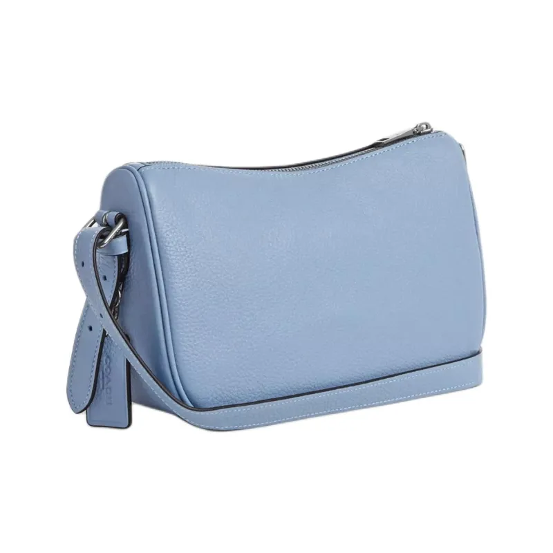 COACH Leather Shoulder Bag Medium Size Women's Blue-1