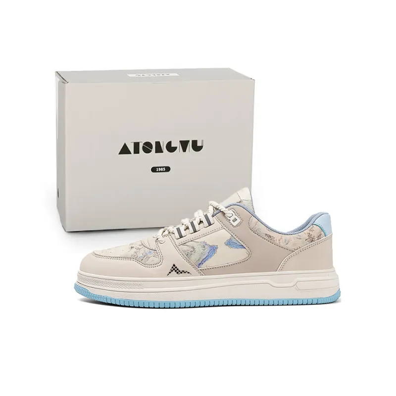 ATONGMU Skateboard Shoes Men Low Top Sky Blue/Beige-1