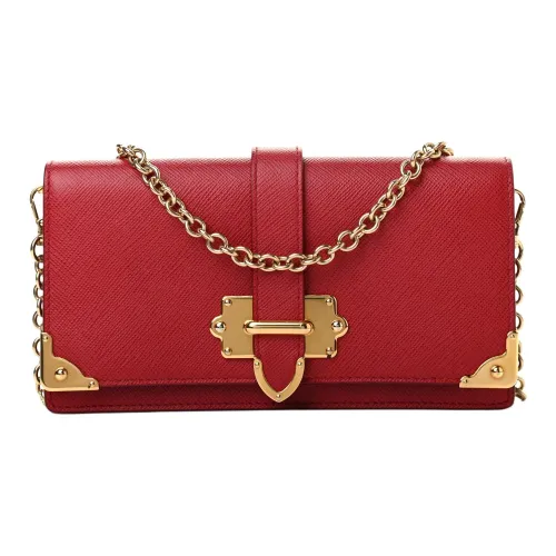 PRADA Cahier Leather Shoulder Bag Mini Women's Red