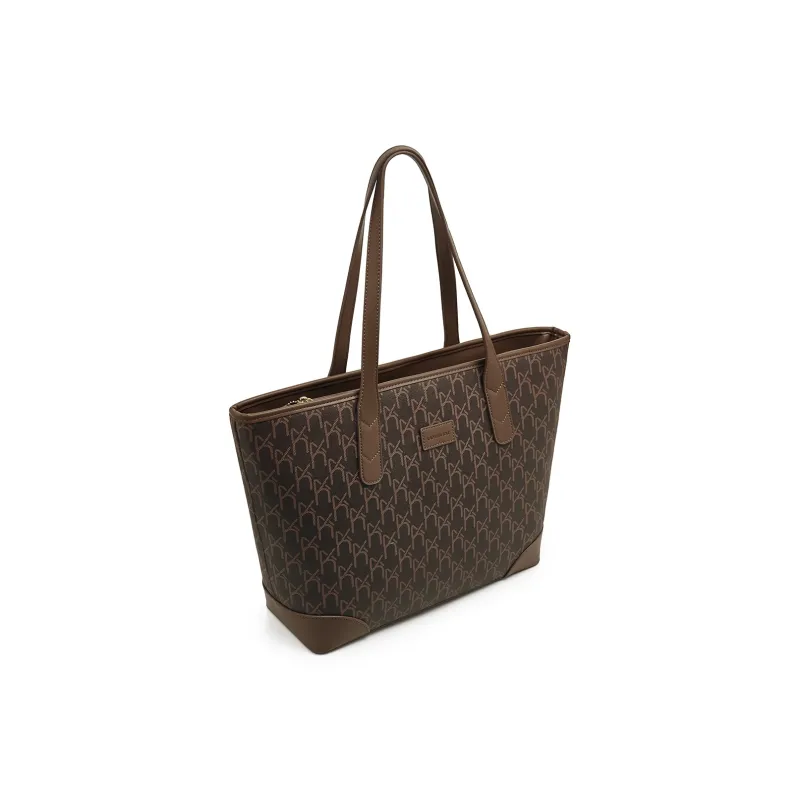 Old Man's Head Synthetic Leather Tote Bag Shopping Bag Shoulder Bags Women's Coffee Brown/Khaki-7